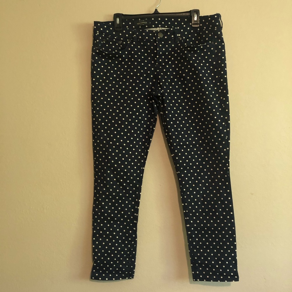 💙J.Crew navy blue and white polka dot pants